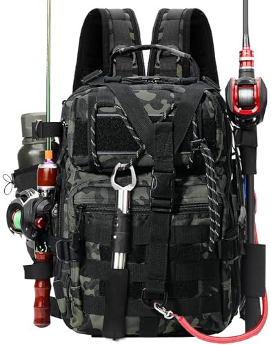 Aceshop Angeltasche, Wasserdichter Angelgerät Rucksack Angelrucksack Military Schultertasche Molle Angeltasche Taktischer Wanderrucksack Multifunktional Militär Rucksack für Angeln Wandern