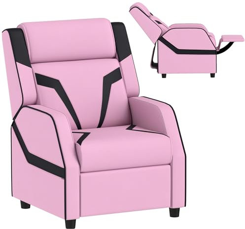 AIYAPLAY Sillón reclinable para niños, 2 en 1 Sillón reclinable para juegos de niños con respaldo, reposabrazos, reposapiés, de salón de cuero de PU para sala de juegos, dormitorio, habitación