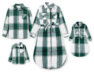 PATPAT Familienoutfit Set Langarm Gestreift Kleid+Shirt mit Taschen - Mutter Tochter Kleid - Mama Tochter Partnerlook - Family Mommy Me - Paarkleidung - Herbst Winter - Jungen-3-4 Jahre