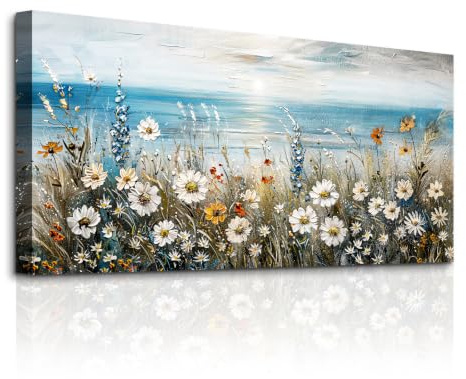 MHARTK66 Modern ästhetische Bilder Wohnzimmer Blumen Gemälde 50x100 cm | detailreicher hd-druck, unkompliziertes aufhängen, rasche montage, variabel einsetzbar und ideal als schöne geschenkidee
