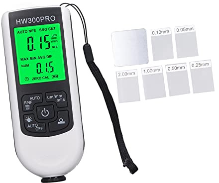 Paint Thickness Gauge, Paint Thickness Meter 2000UM High Accuracy Digital Thickness Gauge with 7pcs Calibration Plate for Manufacturing, Metal Processing, Industry, (White)