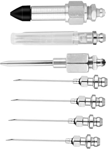 Kit d'aiguille d'injecteur de graisse,aiguille d'injecteur de graisse | Outil de montage du distributeur de pointes - Comprenant 5 buses d'aiguille à graisse, 1 distributeur de graisse, 1 adaptateur d