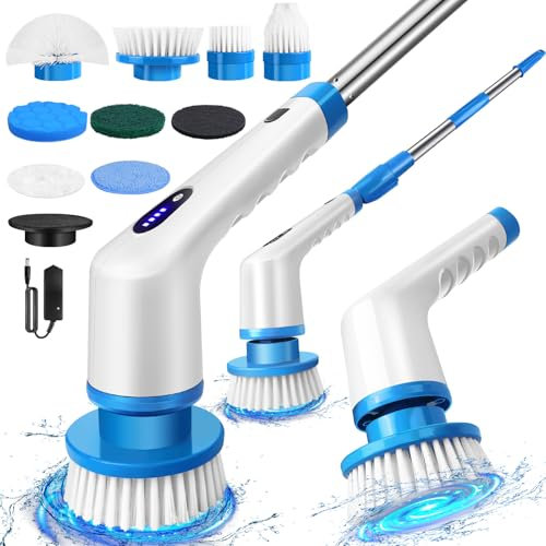 Elektrische Reinigungsbürste Haushalt - Haushalt Electric Spin Scrubber Schnurlos mit Akku - Reinigungsbürste Elektrisch Bad - Schrubber Terrasse - Reinigungsbuerste Elektrisch Spin - Putzbürste
