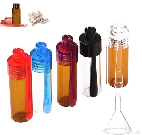AONAYO 5 pezzi 51 mm tabacco da fiuto, dosatore per tabacco da fiuto, dosatore per tabacco da fiuto, dosatore in polvere con mini imbuto, strumento per spezie con cucchiaio per esterni, campeggio