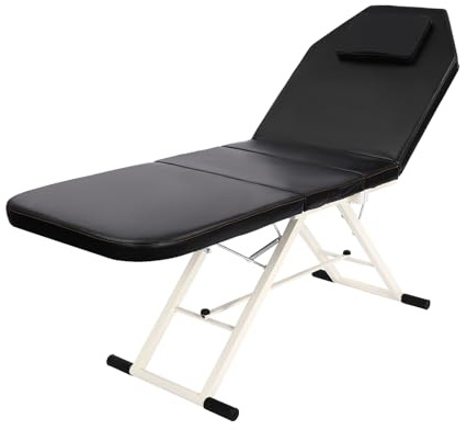YUNRUX Dreifach tragbare Massageliegen Gefaltetes Kosmetikliege Klappbar Massagetisch Mobile Massagestuhl Profi Kosmetikbett Salon Spa Beauty Bett 200-250kg Gewichtsbelastung Massagebank schwarz