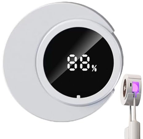 Sterilizzatore per spazzolino da denti, supporto per spazzolino da denti da parete, luce UV, installazione senza foratura, design compatto, colore bianco, ideale per viaggi uomini e donne