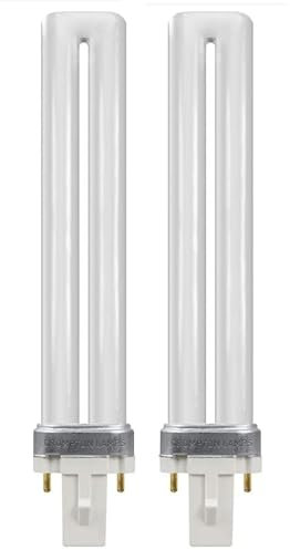 2 X LUXSA Lighting 9W Compact Fluorescent Lamp 2 Pin, G23 Cool White 4000K, 600LM, U Shape Single Rotating Tube Energy Saving Lamp, AC 220V CFL Bulb, Non-Dimmable 2 Pack