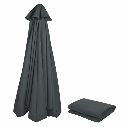 NAFGQIY Housse de rechange pour parasol 330 cm 8 baleines beige/kaki/anthracite, protection UV 80, résistant au vent, stable, plage, terrasse, jardin, parasol de rechange