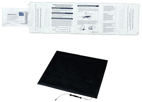 VOCA VP16 Alarme de lit sous matelas pour personnes âgées et ensemble d'alarme de chaise, tapis de détection sans fil, coussin de chaise et téléavertisseur, alarmes de lit, prévention des chutes