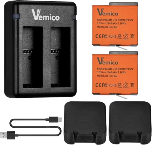 Vemico 360 Ace Pro 2 Batteria Caricabatterie Kit 2x 1840mAh Batteries