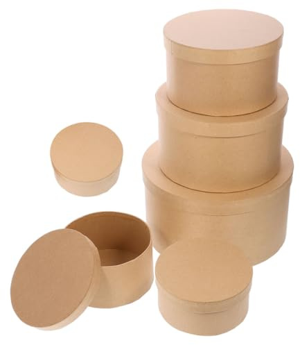WRITWAA 6stücke Runde Geschenkboxen aus Geschenkverpackungsboxen mit Deckel aus Kraftpapier für Geburtstagsgeschenke und Blumenboxen Vielseitig für Jeden Anlass