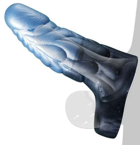 Thlsexy Silikon Penis Sleeve Mit Monster Dildo Design Und Hodenring, Wiederverwendbare Penishülle Zur Penisverlängerung Und Erektionssteigerung, Penisvergrößerung Extender Für Männer Sexspielzeug（M）