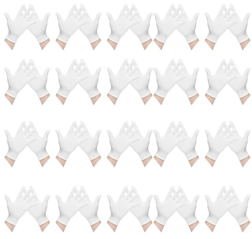 20 Pairs Cotton Gloves for Eczema, White Cotton Gloves for Dry Hands, Moisturising Gloves for Night Care, Makeup Parties and Jewellery Handling
