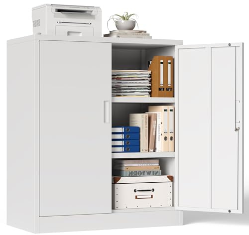 Aktenschrank, Mehrzweckschrank, Schrank abschließbar, Weiß, 90 * 80 * 40cm
