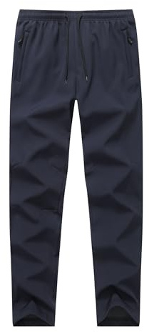 XiaoLongRen Men Fleece Lined Warm Hiking Pants Thermal Winter Ski Sweatpants(MenMenSkiPants33822DarkBlue34)