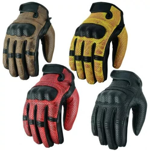 WMW WALI MOTO WEAR Motorradhandschuhe Leder Herren – Echtes Ziegenleder, Sommer Biker Handschuhe mit Knöchelschutz, Atmungsaktiv & Bequem (BEIGE, XL)