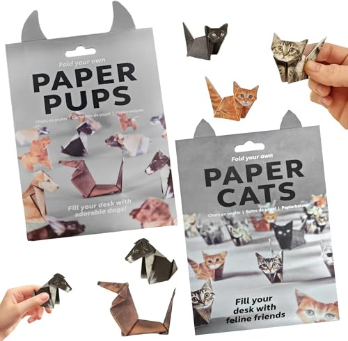 2er Origami Papier Set Für Katzen & Hunde, DIY Paper Cats Bastelpaket, Kreatives Origami Handwerk Mit Buntem Papercats Papier, Faltanleitungen Für Erwachsene & Alle Altersgruppen Dekoration