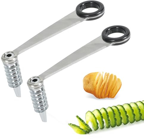 Pack of 2 Spiral Cutter, Vegetables, Hand-Held Spiral Cutter, Potato Stainless Steel for Creative Fruit and Vegetable Preparation, Vegetable Slicer & Cutter for Cucumbers, Potatoes, Carrots, Fruit