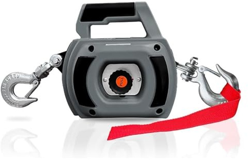 Portable Drill Winch Powered with Alloy Steel Wire Rope, Handheld for Lifting, Dragging, Handling(Gray 1000LBS)