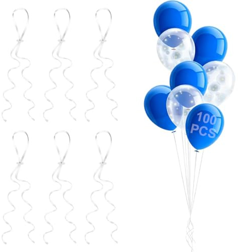 HUZNA 100 Piezas Cinturón de Helio con Cuerda para Globos,Cinta para Globos con Cierre Rápido,Neutrales para el Medio Ambiente,También para Bodas,Cumpleaños