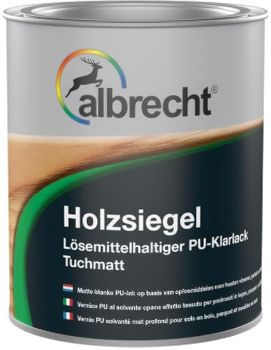 Albrecht Holzsiegel | Farblos Tuchmatt 750 ml | PU‑Alkydharzlack | Strapazierfähige Holzversiegelung | Für Parkett, Möbel & Böden | Innen & Außen