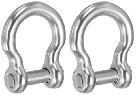 PATIKIL D Ring Shackles, (5/32 4mm, 2 Pcs), 304 Stainless Steel Bow Hex Screw Pin Shackle Heavy Duty Mini Bow Clevis, Suit For-Outdoor/Chain/Boat/Sailboat/Rigging/Marine/Camping
