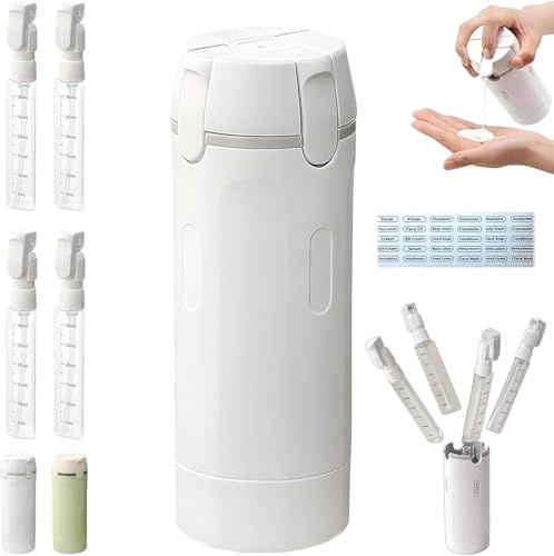 KQLHLHDYZ Flacon distributeur de voyage 4 en 1 pour articles de toilette anti-fuite - Conteneurs portables pour shampooing, lotion, après-shampooing, crème