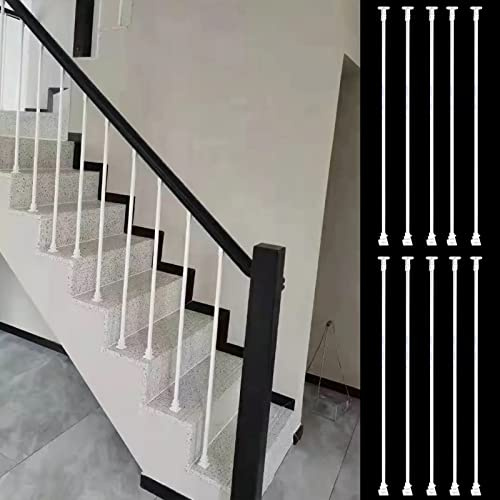 Vit smidesjärn trädgårdsvilla trappor baluster 35 39 43 47 51 55 150 cm, 1 2 5 10 st balustrar spindel kit för hall, 2 3 4 5 6 7 trappsteg, trappdekorstolpar för trappa