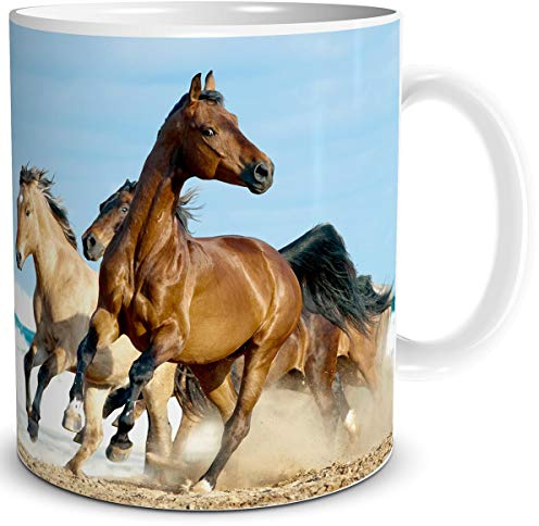 TRIOSK Tasse Pferde am Meer mit Pferdemotiv Strand Pferd Maritim Geschenk für Pferdefreunde Pferdeliebhaber Mädchen Frauen Kinder