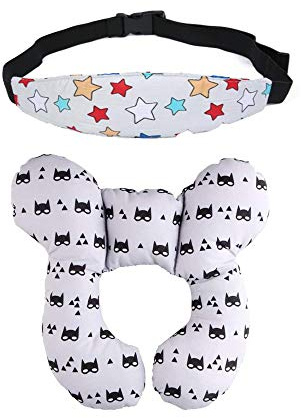 Baby-Auto-Sitzkissen & Auto-Kopf-Support-Band - Super Sofe Baby Halsstütze, Kopfpolster bestes Geschenk für 0-1 Jahr Kleinkind