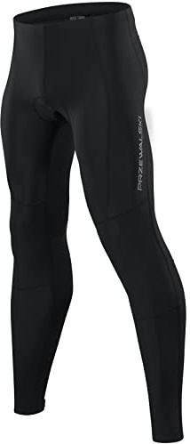 Przewalski Men's Cycling Pants 4D Padded Bike Bicycle Biking Tights Long MTB Leggings Black