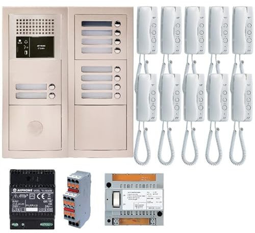 Pack audio GTBA10E avec 10 boutons et 10 postes GT1D préprogrammés,platine de rue encastrée - AIPHONE
