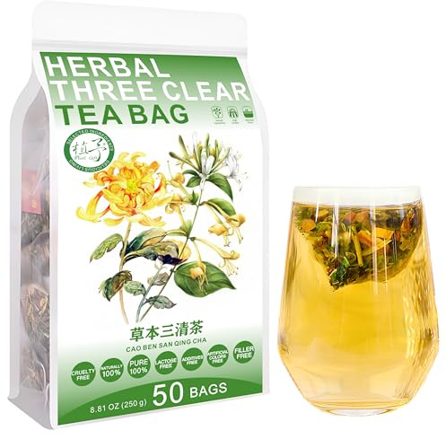 Plant Gift Herbal Three Clear Tea Bag 8.81oz (5g*50bags) Löwenzahn, chinesische reine Natur, Gesundheitspflege gemischter Tee, Kombination von Blumentee 250g 草本三清茶