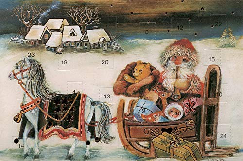 Weihnachtsmann Adventskalenderkarten 5 Stück Nostalgie Weihnachten Grußkarten Goldprägung Kunstkarte Retro Vintage Adventskalenderkarte Weihnachtsmann