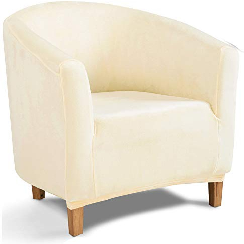 TIANSHU Samt Tub Stuhlhussen,Soft Velvet Plush Couchbezug stilvolle Luxus-Möbelbezüge Anti-Rutsch-High Stretch Tub Chair Cover(Tub Chair Cover, Beige)