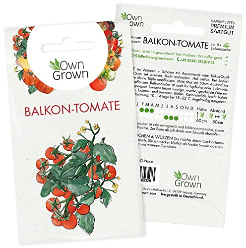 Tomatensamen Cocktailtomate Balkonzauber: Premium Mini Tomaten Samen zum Anbau von Tomatenpflanzen, Topf Tomaten Samen Balkonzauber für Balkon, Kübel und Garten – 5 Gemüse Samen von OwnGrown