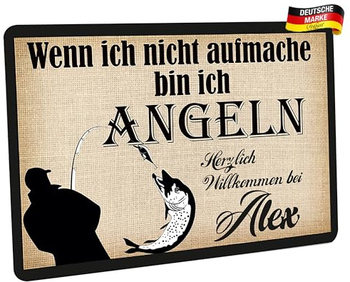 Fußmatte personalisiert - robuste, rutschfeste Fussmatte für Außen & Innen - waschbare Schmutzfangmatte - Fußabtreter Türmatte für aussen & an der Haustür - 60x40cm - Wenn ich nicht aufmache Angeln