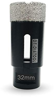 DT-DIATOOL Diamond Drill Bit 32mm Hole Saw for Dry Drilling Tile Porcelain Marble Ceramic Granite 75mm Length