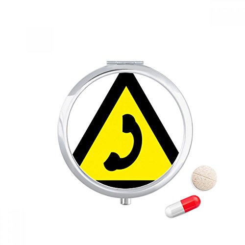 Warning Symbol Yellow Black Calling Prohibited Triangle Pill Case Pocket Medicine Storage Box Container Dispenser
