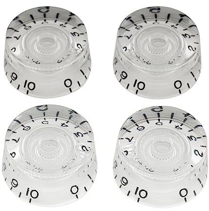 Musiclily Pro Zoll Gitarre Potiknöpfe Speed Knobs Transparent 4er Set | 24 Zähne, für USA LP SG Style E-Gitarre