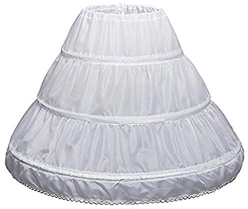 Enaguas Crinolina,Enagua 2 Aros Enagua Niña Corto Flores Enaguas de Volante Elástica Crinolina Falda para Vestidos de Novia Boda Poloster Blanco 45CM