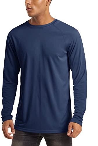 MAGCOMSEN - Camisa de protección UV UPF 50+ para Hombre, Camiseta Casual y Ligera de Manga Larga