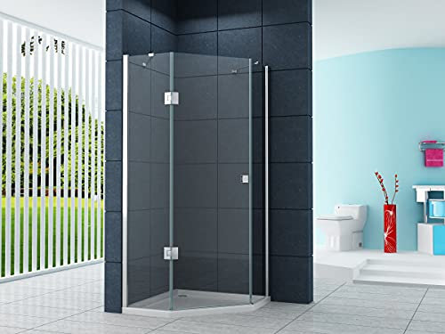 Home Systeme Fünfeck-Duschkabine Pentalo 100 x 100 x 200 cm, Metall, Silber