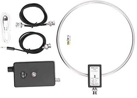 3 Bis 30 MHz Kurzwellen-Funkantenne Antennen Radio-Antennen Edelstahl-Rahmenantenne Aktive Empfangsantenne Schleifen-Kurzwellenantenne für Dachbalkon | Edelstahlrahmen, 2000mAh Lithium-Batterie, Typ-C-Ladung, BNC-Anschluss, für Innenraum und Balkon