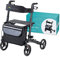 Helavo faltbarer Rollator mit Sitz - Leichtgewichtrollator für Senioren aus Aluminium für Drinnen & Draußen - Kompakt klappbar, höhenverstellbar, 4 Räder, mit Rückenlehne