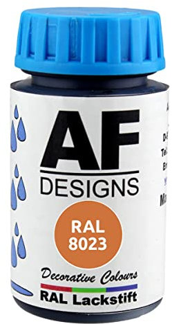 Alex Flittner Designs Vernice RAL 8023 marrone arancione opaco 50 ml legno metallo mobili bagno vernice ritocco vernice di riparazione