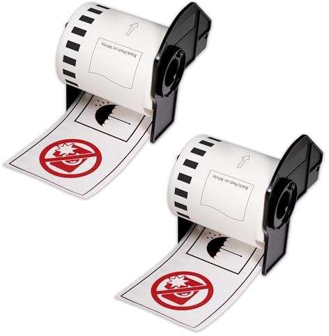 BETCKEY - 2 Rollen DK-22251 Selbstklebende Endlosetiketten Kompatibel mit Brother, 62mm x 15.24m, 2 Etiketten für Brother QL Etikettendrucker