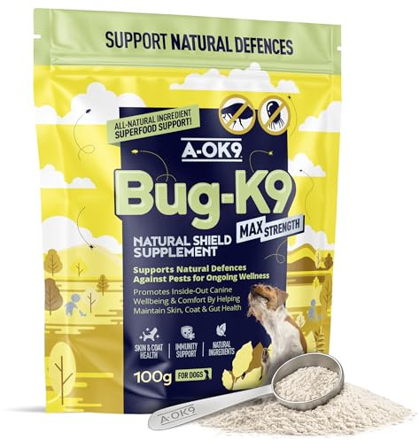 A-OK9 Bug-K9 | Parasite Prevention Supplement for Dogs | Works Against Flea & Worming | All-natural Treatment | Superfood Ingredients | All Ages and Breeds | Dog & Puppy Wormer | Absolute Dogs | Vet-formulated superfood blend for year-round canine comfort