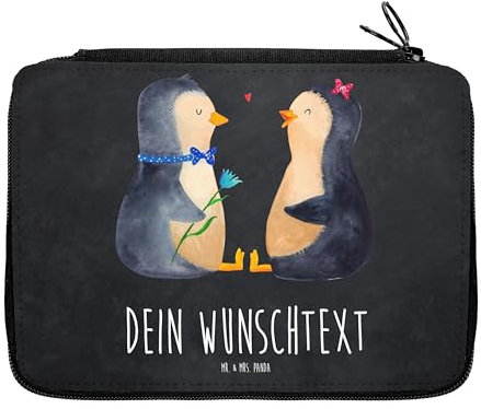 Mr. & Mrs. Panda Personalisierte Federmappe Pinguin Pärchen - Geschenke, Hochzeitstag, PersonalisierteS Federmäppchen, Stiftemappe mit Namen, Liebe, glücklich, Stifte Etui