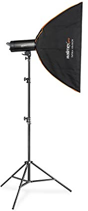 Walimex pro Set 1 Flash de Estudio Stager 600 HSS, luz de Estudio 600 W con luz de Modelado LED, Juego de Estudio Completo con softbox y trípode de lámpara, Ideal para Estudios fotográficos